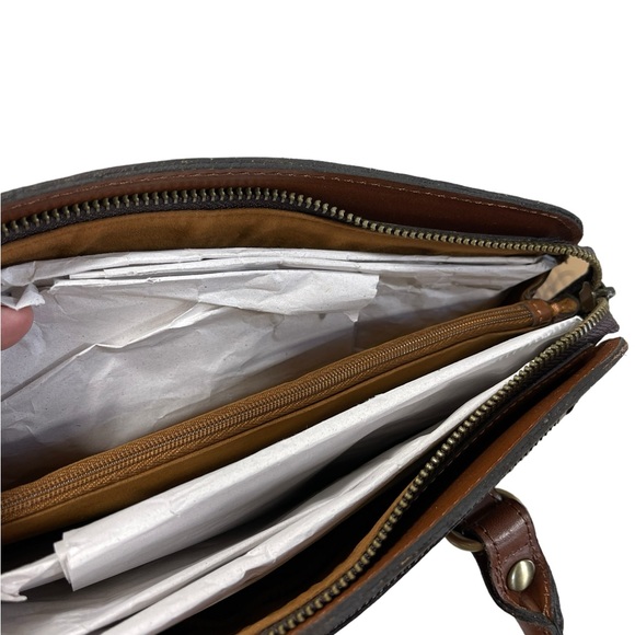 Patricia Nash Signature Map Calvi Square Leather Satchel Shoulder Bag Saddlebag - Picture 14 of 15